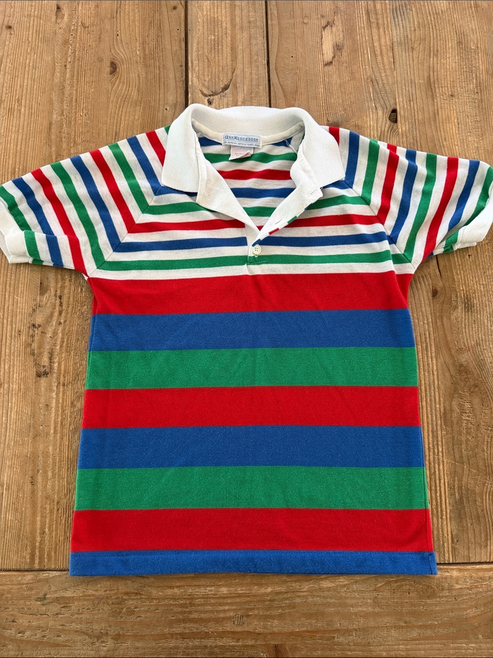 OshKosh B'gosh Red, Blue, Green & White Striped Polo